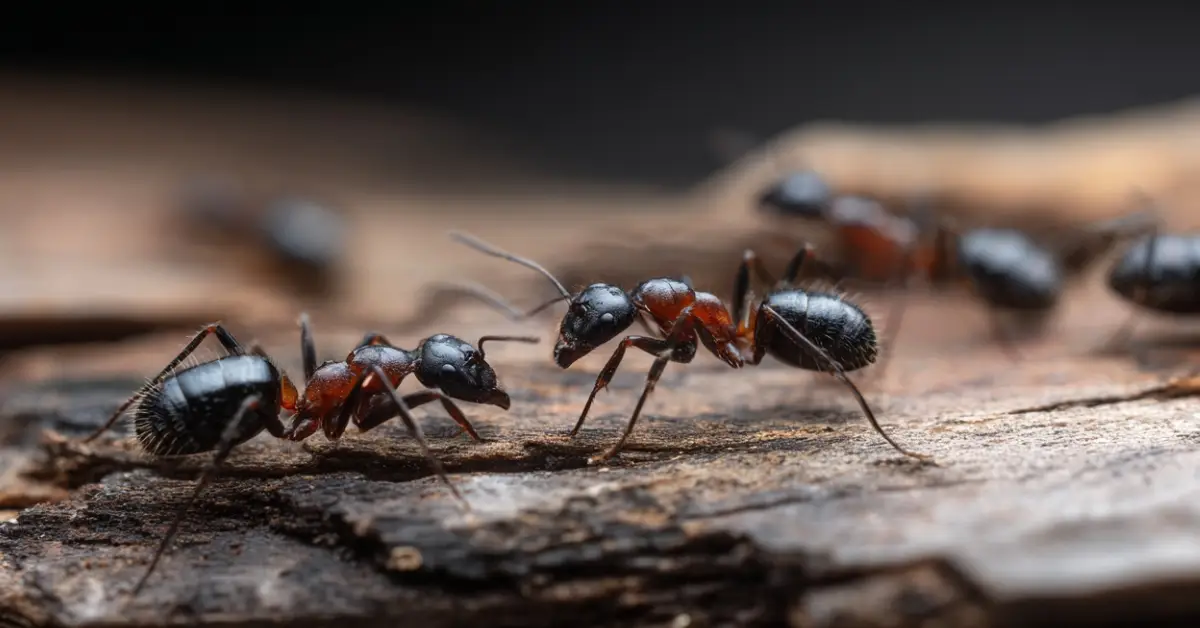 carpenter ants on wood