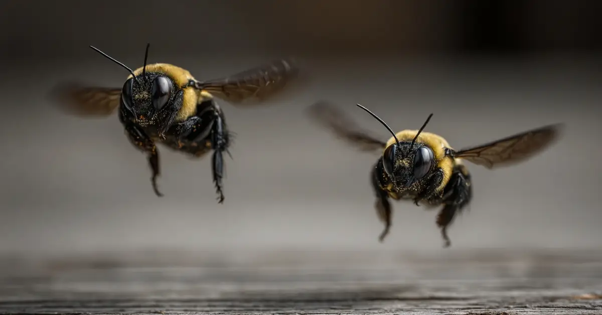 carpenter bees flying, concept of carpenter bee control needed