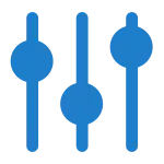 three vertical sliders in blue