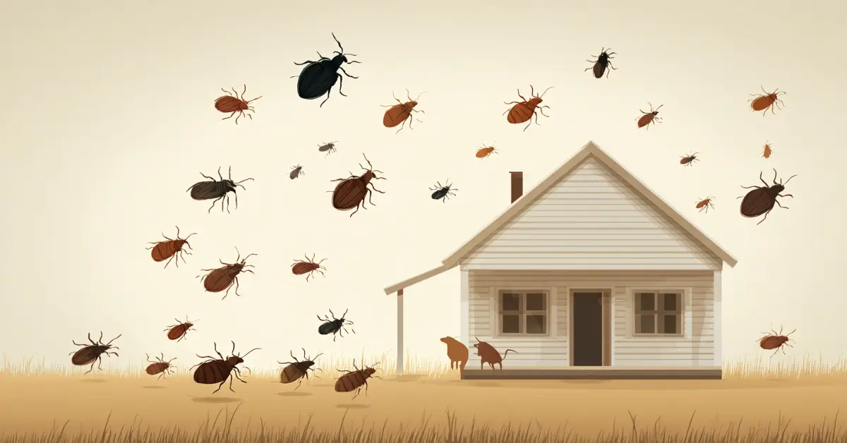 fleas and ticks floating around house, concept of flea and tick pest control in NJ needed