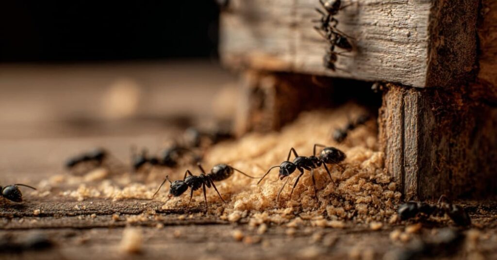 carpenter ants nesting near wood