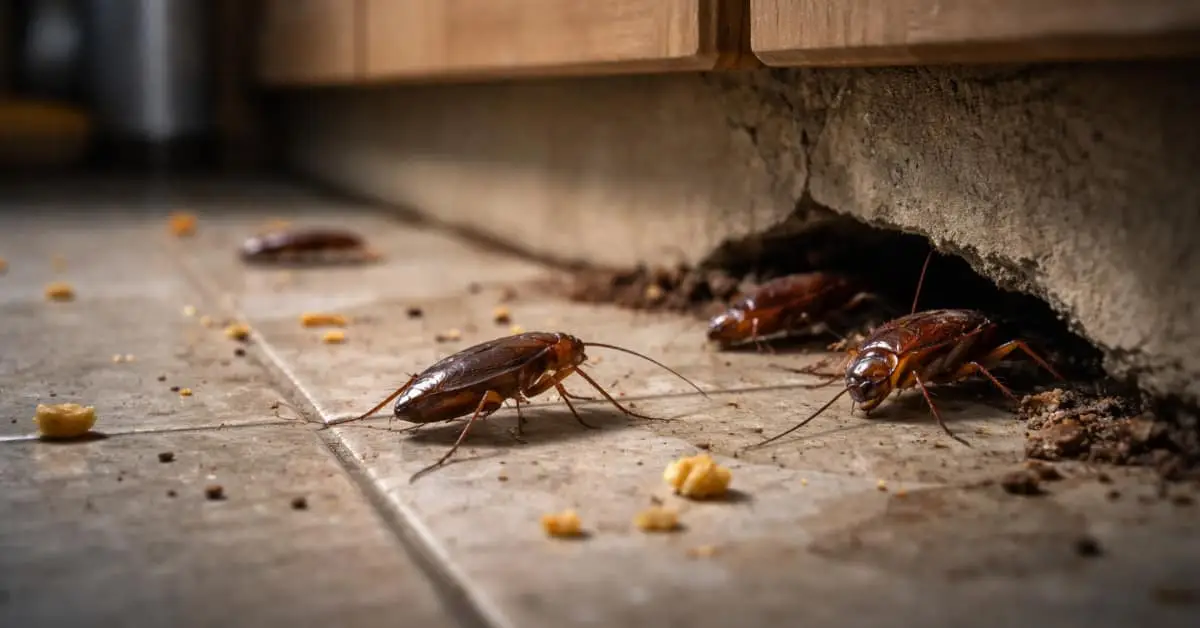 cockroaches on floor, concept of how to get rid of cockroaches fast