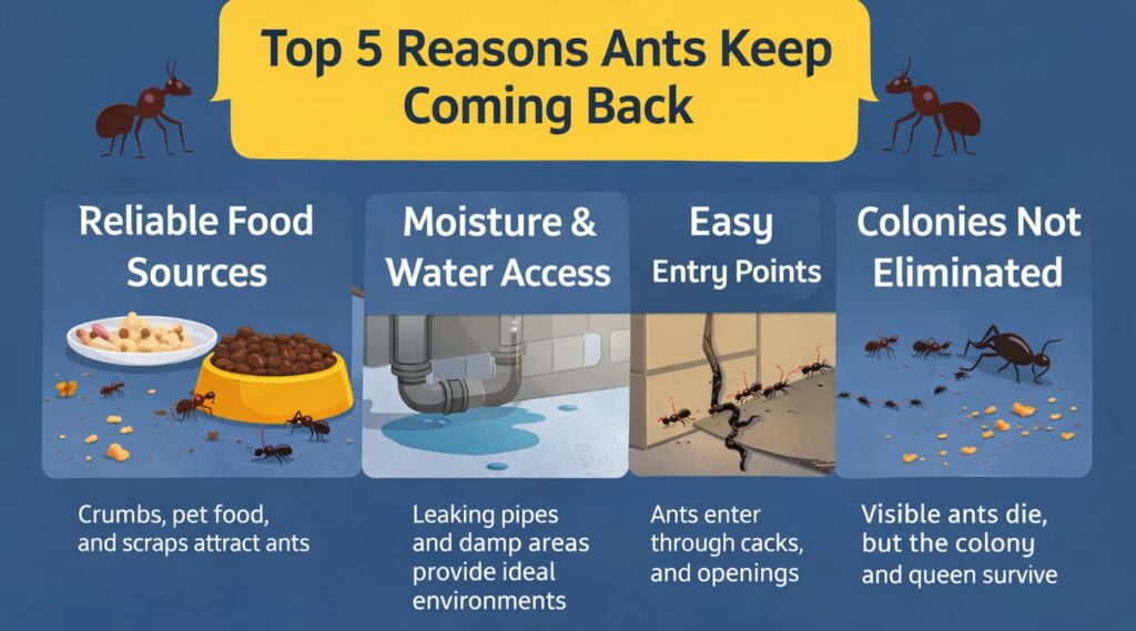 5 reasons ants keep coming back infographic